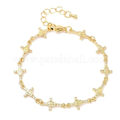 Armband mit klarem Zirkonia-Kreuz und Gliederketten&nbsp;BJEW-G773-05G