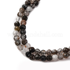 Natur schwarz Rutilquarz Perlen Stränge&nbsp;G-RM250104-C4