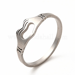 Anlaufgeschützter 201 Edelstahl-Fingerring mit ausgehöhltem Herz für Damen&nbsp;LS-RJEW-K239-03P