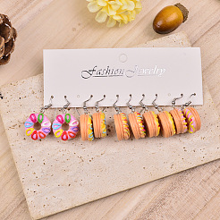 5 paire de boucles d'oreilles pendantes en résine et alliage pour la Saint-Valentin&nbsp;WG71B98-03
