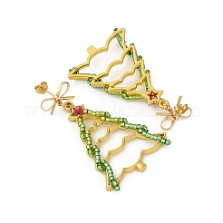 Weihnachtsbaum-Ohrstecker aus Messing&nbsp;EJEW-MZ00496-03
