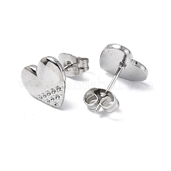 Pendientes de botón con forma de corazón de acero inoxidable 304 que no se deslustran para mujer&nbsp;EJEW-F300-07P