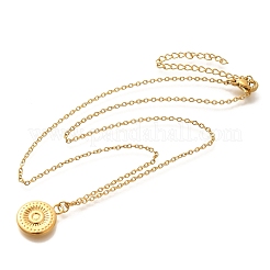Collar de cadena tipo cable con colgante de moneda redonda plana de acero inoxidable 304 para mujer&nbsp;LS-STAS-Z108-02G-01