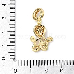 Ciondoli pendenti europei in ottone micro pavé di zirconi cubici trasparenti con animali marini&nbsp;KK-Z143-02G-01