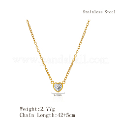 Collane con catena a maglie e ciondolo a forma di cuore in acciaio inossidabile 304 con pavé di zirconi cubici trasparenti per donna&nbsp;FS0820-1