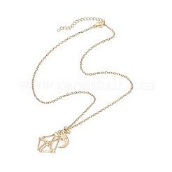 Collar de cadena tipo cable con colgante de estrella y luna&nbsp;NJEW-JN05282-01