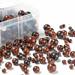 340 pz 4 perline di ossidiana in mogano naturale&nbsp;G-LS0001-44
