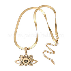 201 Edelstahl Chakra Lotus Blume hohl Anhänger Halsketten&nbsp;NJEW-K283-29G