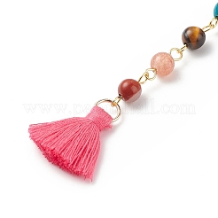 7 chakra pierre gemme ronde & faite à la main lampword mauvais œil perlé décoration pendentif&nbsp;HJEW-JM00795