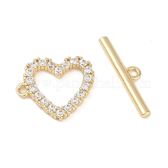 Messing Micro Pave klare Zirkonia Knebelverschlüsse&nbsp;X-KK-K391-07G