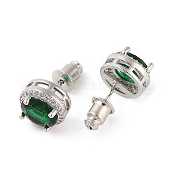 Orecchini con micro pavè di zirconi cubici in ottone placcato a cremagliera&nbsp;EJEW-I304-09P-08