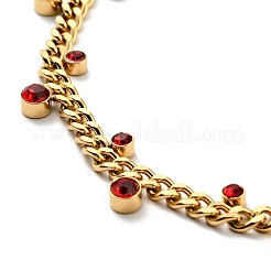 Collier breloques strass avec gourmettes&nbsp;NJEW-P229-19G-01
