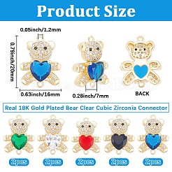 10 Stück 5 Farben Rack Plating Messing Micro Pave klare Zirkonia Verbinder Charms&nbsp;KK-BBC0018-18