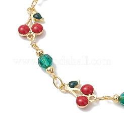 Armbänder aus Messing und Emaille mit Kirschgliedern&nbsp;BJEW-JB13011