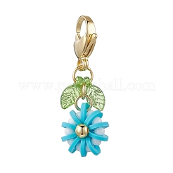 7 pz di decorazioni con pendenti in vetro e argilla polimerica a forma di fiore&nbsp;HJEW-MZ00327