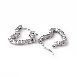 Orecchini a cerchio a forma di cuore in acciaio inossidabile 304 anti-ossidazione per donna&nbsp;EJEW-G314-13P