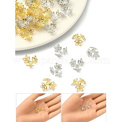 600 capuchon de perles fantaisie en fer plaqué de 2 couleurs.&nbsp;IFIN-YW0003-15