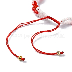 Braccialetti da donna con perline intrecciate regolabili con fiori di vetro intrecciato&nbsp;BJEW-MZ00100-05