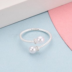 925 offener Manschettenring aus Sterlingsilber mit Mikropavé-Fassung und klaren Zirkonia für Damen&nbsp;STER-N016-140S