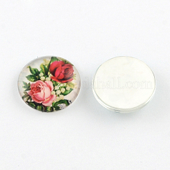 Halbrund / Kuppel Blumenmuster Glas flatback BlumeCabochons für DIY-Projekte&nbsp;GGLA-Q037-25mm-M16