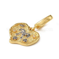 Décorations de Noël en forme de cœur avec strass en laiton&nbsp;KK-H498-01G-06