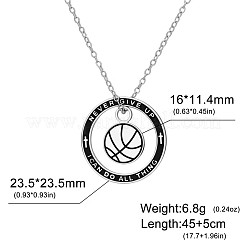 Collane sportive con anello smaltato in acciaio inossidabile 304 e ciondolo a forma di pallone da basket&nbsp;WGE2635-03