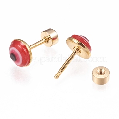 Ohrläppchenstecker aus 304 Edelstahl mit bösem Blick&nbsp;EJEW-H105-12