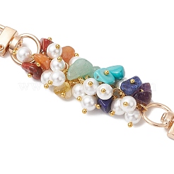Catene di estensione per borse con perline di perle bianche rotonde e schegge di pietra preziosa chakra&nbsp;AJEW-BA00149