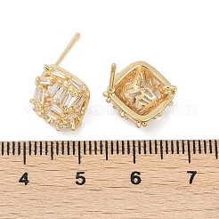 Accessoires de clous d'oreilles en laiton avec micro pavé zircone cubique&nbsp;KK-Z094-11G