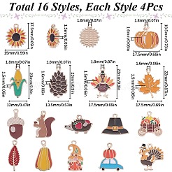64 Stück 16 Stile Thanksgiving Day Legierung Emaille Anhänger&nbsp;ENAM-SC0005-19
