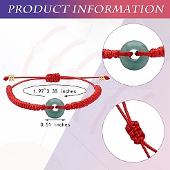 Natürliches grünes Aventurin Donut geflochtenes Perlenarmband&nbsp;BJEW-SW00047-03