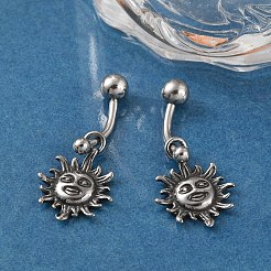 Bauchnabelringe aus chirurgischem Edelstahl „Sonne“ 316&nbsp;EJEW-G416-08AS