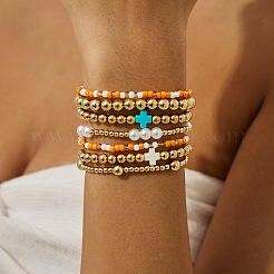7 Stück 7 verschiedene Armbänder aus CCB- und Kunststoffimitatperlen sowie Acrylperlen&nbsp;WGE8461-03