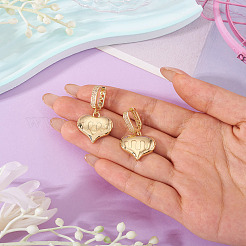 1 paio di orecchini a cerchio a forma di cuore in ottone con zirconi cubici trasparenti&nbsp;EJEW-TA0008-59