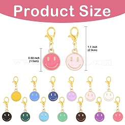 20 pendentif décoratif en alliage émaillé en forme de visage souriant&nbsp;HJEW-YW00218
