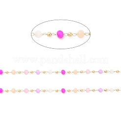 Catene di perline in vetro rondella sfaccettato e acciaio inossidabile 304 tondo&nbsp;CHS-G026-01KCG-01