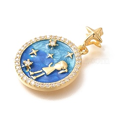 Pendentifs en laiton micro pavé de zircones cubiques transparentes&nbsp;KK-R212-13G-05