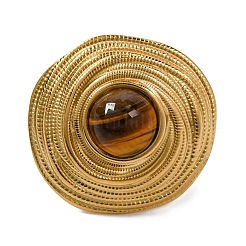 Runde Fingerringe aus natürlichem Tigerauge&nbsp;RJEW-Q822-17G-01