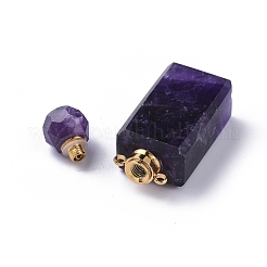 Facettierte natürliche Amethyst zu öffnende Parfümflasche Anhänger&nbsp;G-P435-C-02G