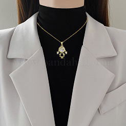 Collares colgantes para niña con circonita cúbica transparente y pavé de latón&nbsp;FS-WG30BB7-01