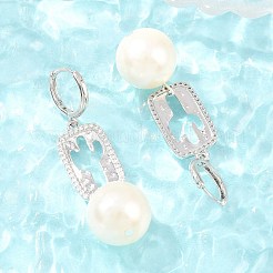Orecchini a cerchio in ottone zirconi con micro pavé di ottone&nbsp;EJEW-G471-55P