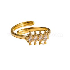 Anelli aperti con polsino in acciaio inossidabile 304 con pavé di zirconi cubici trasparenti&nbsp;WGF6D4E-01