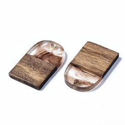 Pendentifs en résine transparente et bois de noyer&nbsp;RESI-T035-32B