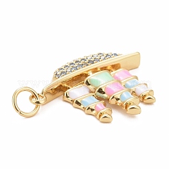 Porte micro ouvrent pendentifs zircone cubique en laiton de placage&nbsp;KK-I689-06G-01