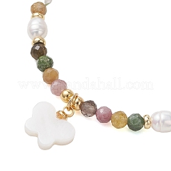 Braccialetti con ciondoli di perle d'acqua dolce coltivate naturali a forma di farfalla&nbsp;BJEW-JB13547-02