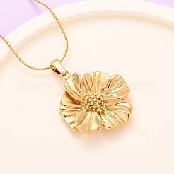 Colliers à chaîne serpent avec pendentif fleur en acier inoxydable 304 pour femmes&nbsp;NJEW-F354-11B-G