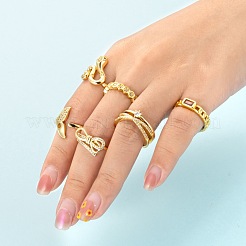 6 pz 6 stili regolabili in ottone micro pavé di anelli per polsini con zirconi trasparenti&nbsp;RJEW-LS0001-21G