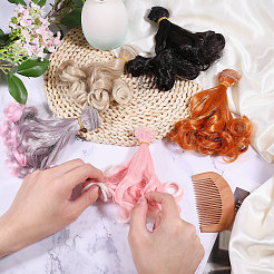 5 stücke 5 arten hohe temperatur faser lange birne dauerwelle frisur puppe perücke haar&nbsp;DIY-GL0005-63C