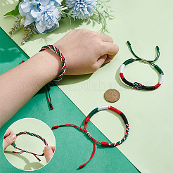 3 stücke 3 arten palästinensische flagge farbe nylon schnur geflochtene armbänder für männer frauen&nbsp;BJEW-UN0001-91