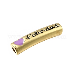 Cuentas de tubo curvadas con forma de corazón de esmalte de latón para el Día de la Madre&nbsp;KK-C090-51G-03